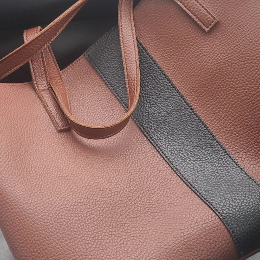 Vince Camuto Brown, Black Leather Tote